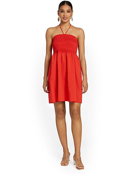 59 95 SMOCKED HALTER DRES