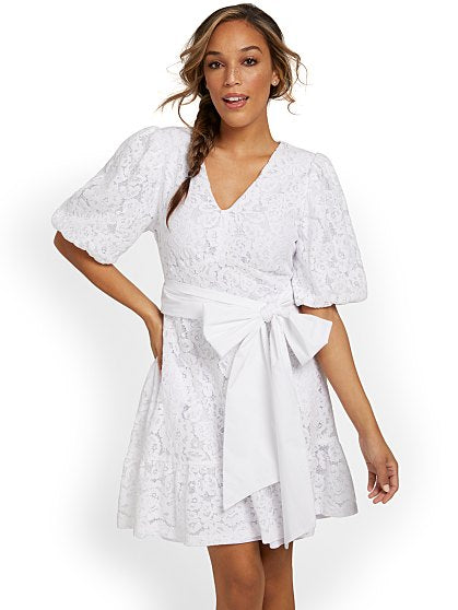 89.95 LACE PUFF SLV SHIFT