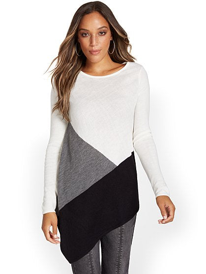 49.95 CLRBLK ASYM TUNIC