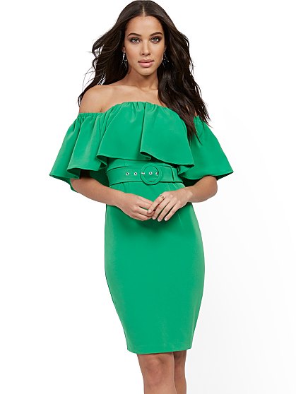 69.95 FLOUNCE SHEATH DRES