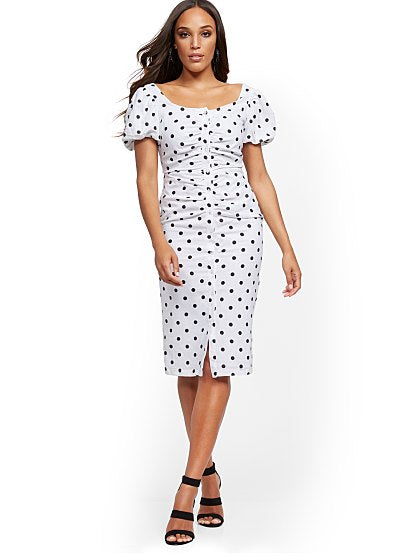 79.95 PUFF SLV MIDI DRESS