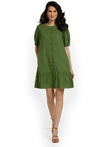 79.95 PUFF SLV LINEN DRES