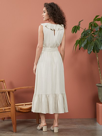 89.95 LINEN RUFFLE MAXI
