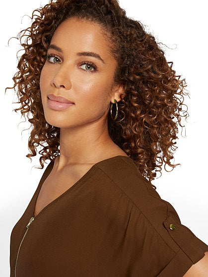 49.95 ZIP FRONT BLOUSE