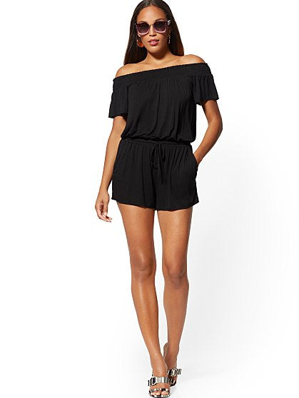 44.95 OFF SHOULDER ROMPER