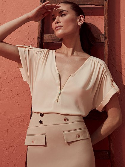 49.95 ZIP FRONT BLOUSE