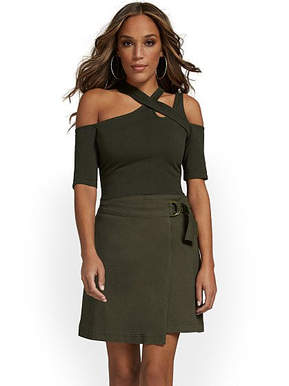59.95 BELTED TWILL SKIRT