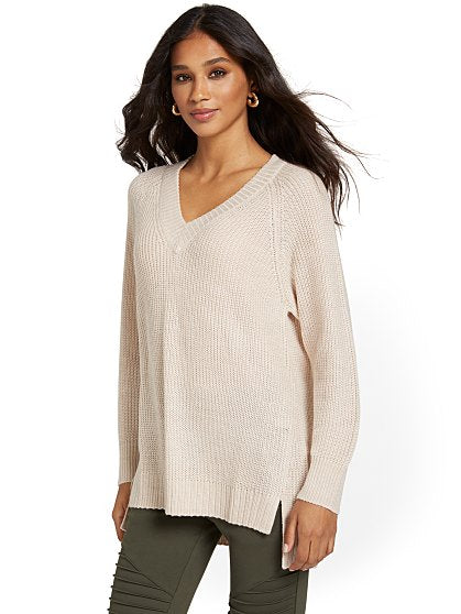 39.95 VNECK SHAKER TUNIC