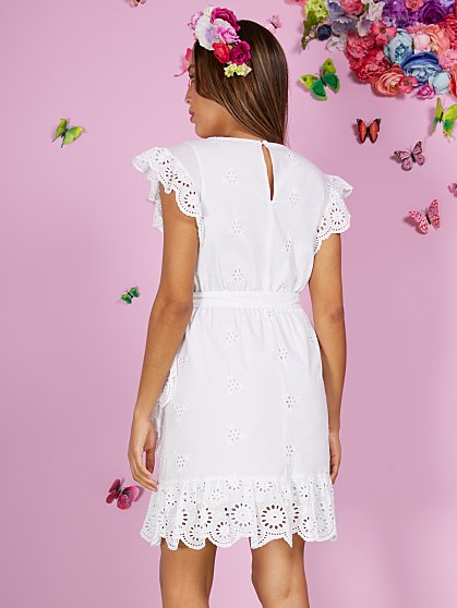 79.95 EYELET WRAP DRESS