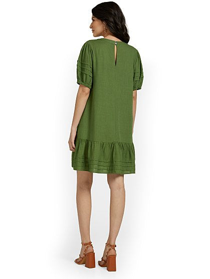 79.95 PUFF SLV LINEN DRES
