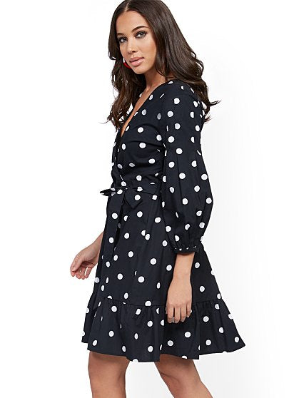 69.95 DOT WRAP MINI DRESS