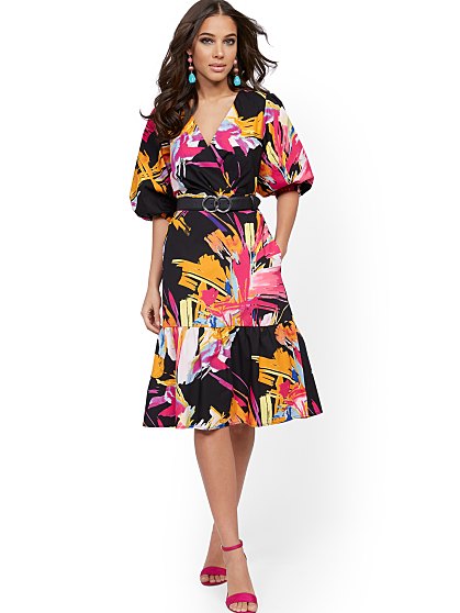 79.95 PUFF SLV WRAP DRESS