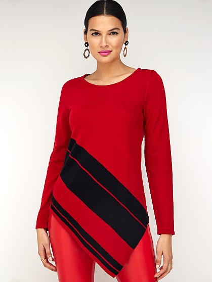 49.95 STRIPE ASYM TUNIC