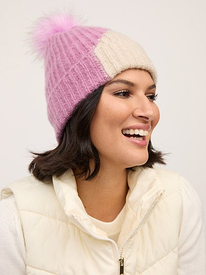24.95 TWO TONE BEANI POM