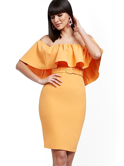 69.95 FLOUNCE SHEATH DRES