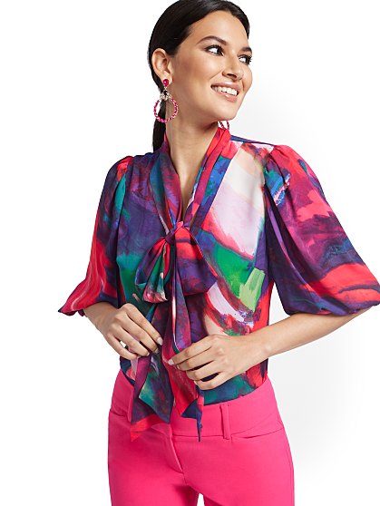 54.95 KI BOW BLOUSE PRINT