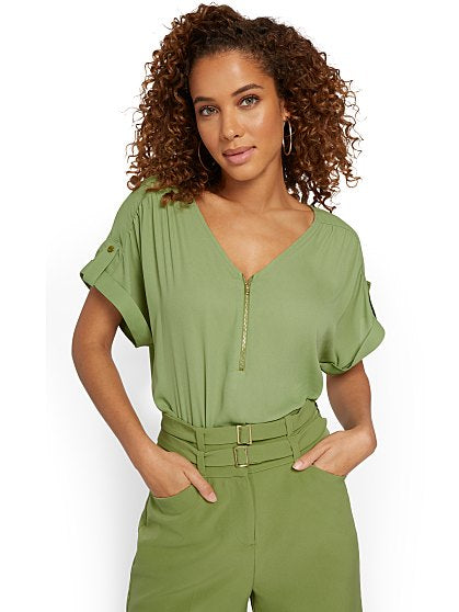 49.95 ZIP FRONT BLOUSE