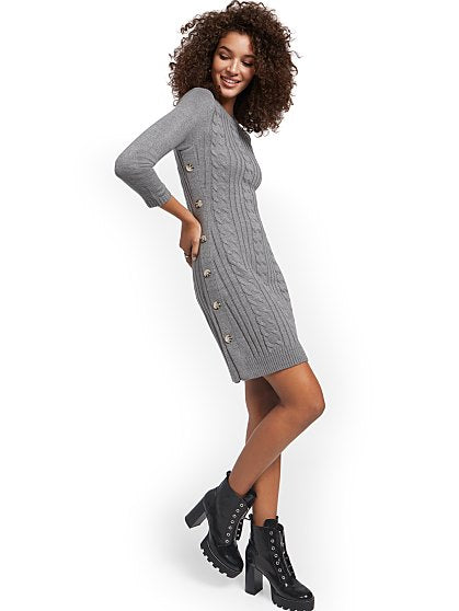 69.95 CABLE BUTTON DRESS