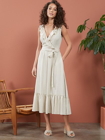 89.95 LINEN RUFFLE MAXI