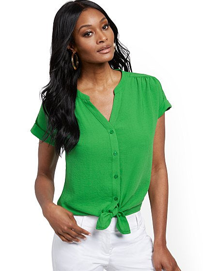 39.95 SS TIE FRONT SHIRT
