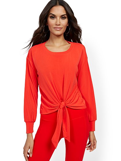 49.95 TIE FRONT CREPE TOP