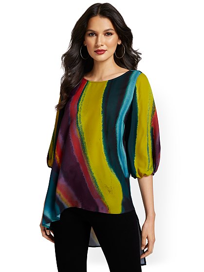 59.95 ASYM PRINTED BLOUSE