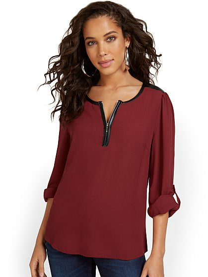 49.95 ZIP FRONT BLOUSE