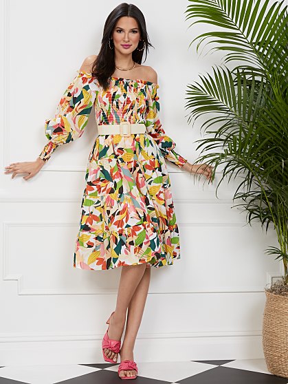 79.95 SMOCKED PRINT MIDI