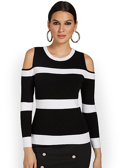 59.95 CLD SHLD STRIPE SWT