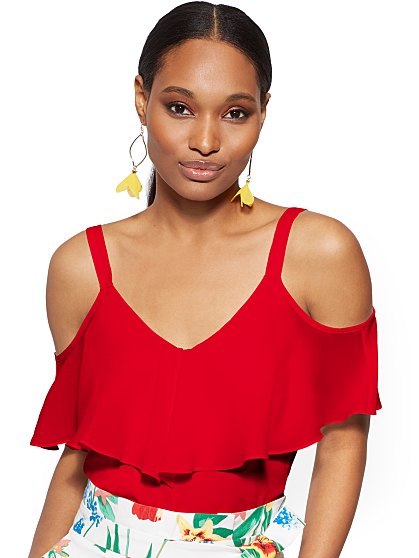 44.95 T RUFFLE COLD SHLDR