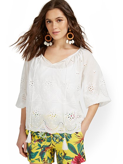 59.95 3/4 SLV EYELET TOP