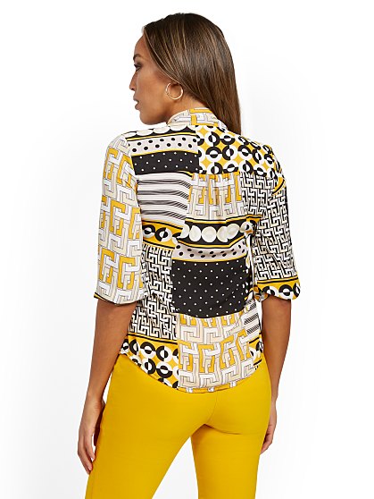 49.95 T BOW BLOUSE PRINT