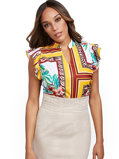 49.95 SPLIT NECK RUFFLE