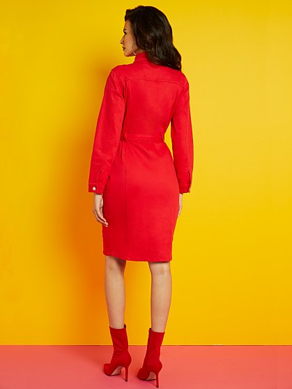 89.95  SEAMED RED DRESS