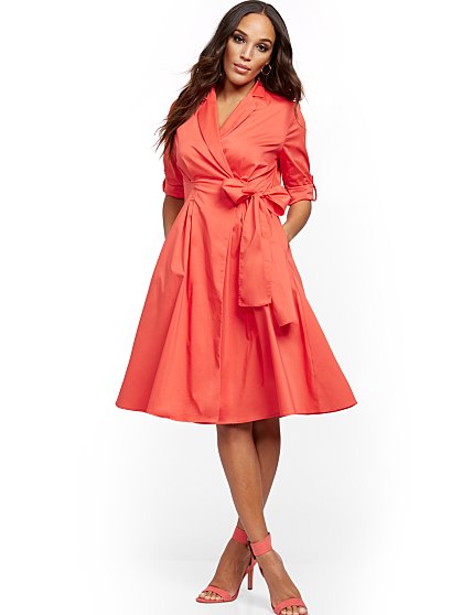 79.95 POPLIN WRAP DRESS