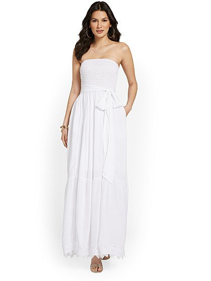 109.95 STRAPLSS LACE MAXI