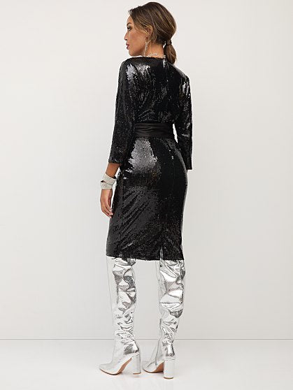 99.95 SEQUIN BOW DRESS