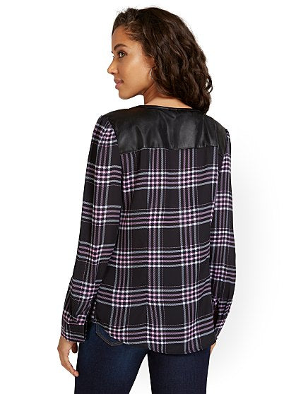 54.95 ZIP FRONT BLS PLAID
