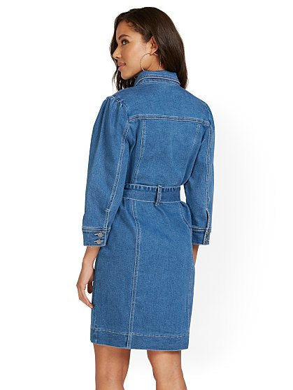 89.95 PUFF SLV DENIM DRES