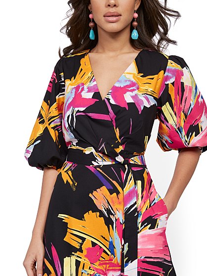 79.95 PUFF SLV WRAP DRESS