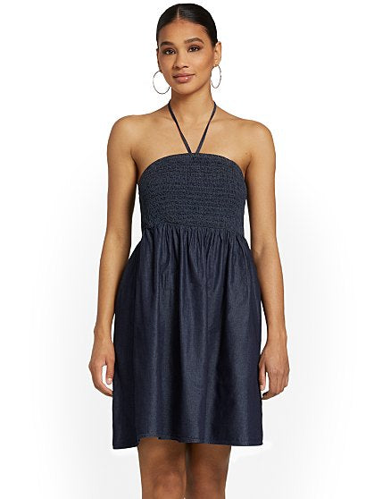 69.95 SMOCKED HALTER DRES