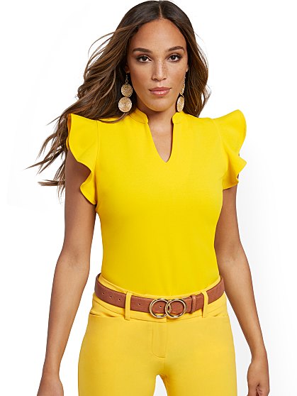 44.95 SPLIT NECK RUFFLE