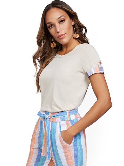 39.95 STRIPE CUFF TEE