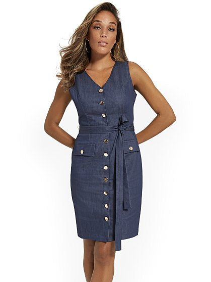 89.95 V NECK BELTED DENIM