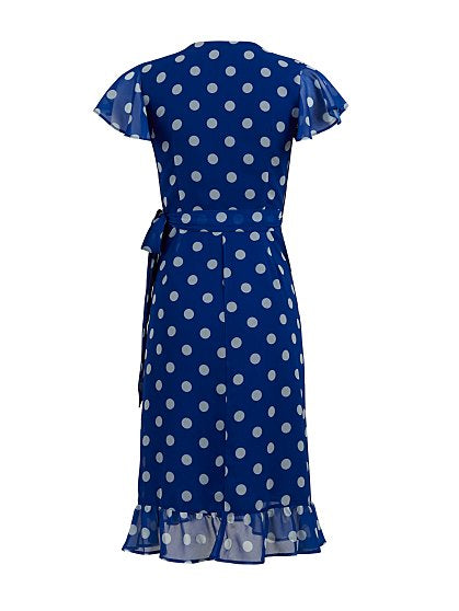 89.95 RFFL WRAP DRESS DOT