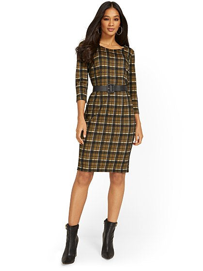 79.95 BELTED PLAID DRS