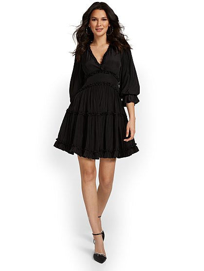 99.95 RUFFLE V-NECK MINI