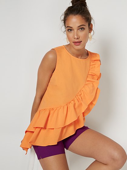 49.95 ASYM RUFFLE POPLIN