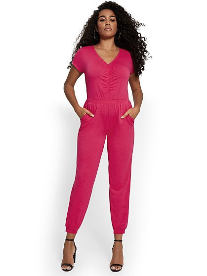 79.95 ROUCHED SS JUMPSUIT