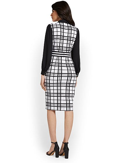 89.95 PLAID SHEATH DRESS